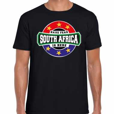 Have fear south africa is here / zuid afrika supporter t-shirt zwart voor heren