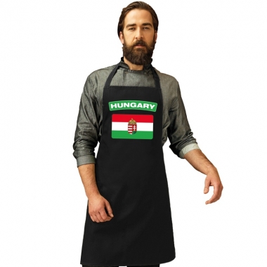 Hongarije vlag barbecueschort/ keukenschort zwart volwassenen