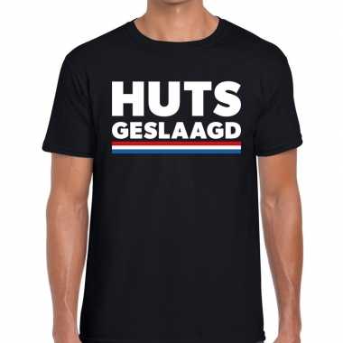 Huts geslaagd met vlag cadeau t-shirt zwart heren