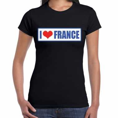 I love france / frankrijk landen t-shirt zwart dames