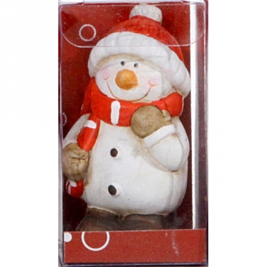 Kerst sneeuwpop decoratie met jasje 7 cm