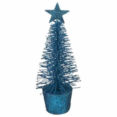 Kleine blauwe kerstboom 15 cm