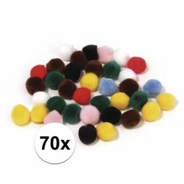Knutsel materiaal gekleurde pompons 25 mm 70 stuks