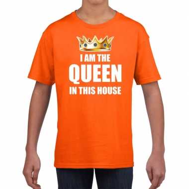 Koningsdag t-shirt im the queen in this house oranje voor mei