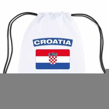 Kroatie nylon rugzak wit met kroatische vlag