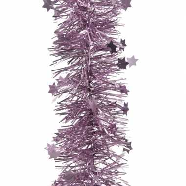 Lila paarse kerstversiering folie slinger met ster 270 cm
