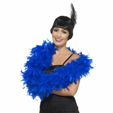 Luxe blauwe veren boa 80 gram