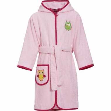 Luxe katoenen roze badjas voor kinderen