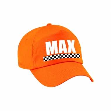 Max / finish vlag verkleed pet oranje voor kinderen