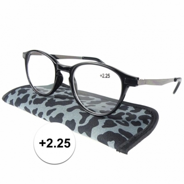 Modieuze leesbril +2.25 panterprint grijs