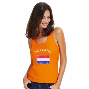 Mouwlose shirts met vlag van holland dames