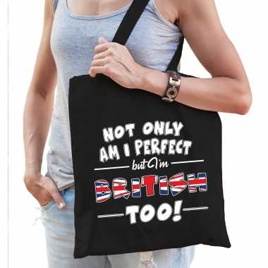 Not only perfect british / groot brittannie cadeau tas zwart voor dames