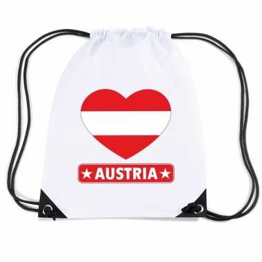 Oostenrijk hart vlag nylon rugzak wit