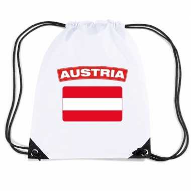 Oostenrijk nylon rugzak wit met oostenrijkse vlag