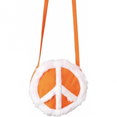 Oranje ronde tas met peace teken