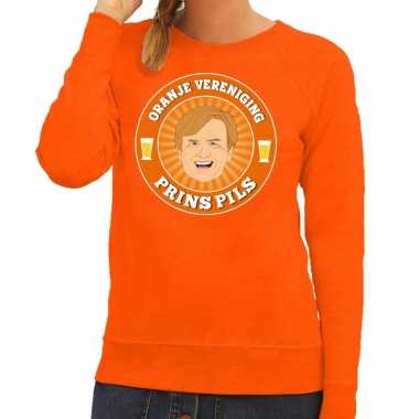 Oranje vereniging prins pils sweater oranje dames