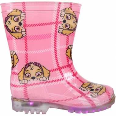 Paw patrol skye regenlaarzen roze met led voor meisjes