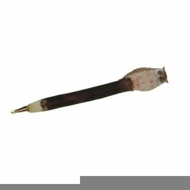 Pen met bruine uil 18 cm
