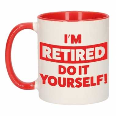 Pensioen kado mok / beker rood im retired do it yourself 300 ml