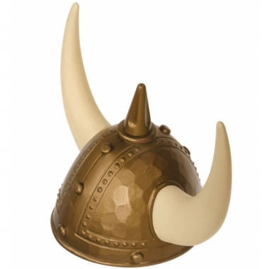 Plastic viking helm goud met nep spijkers