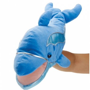 Pluche handpop dolfijn 45,75 cm