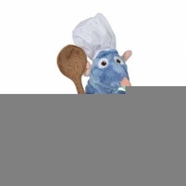 Pluche rat knuffel remy ratatouille met lepel 25 cm