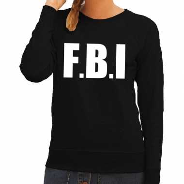 Politie fbi tekst sweater / trui zwart voor dames