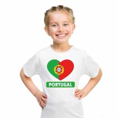 Portual hart vlag t-shirt wit jongens en meisjes