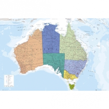 Poster australie landkaart 61 x 91,5 cm