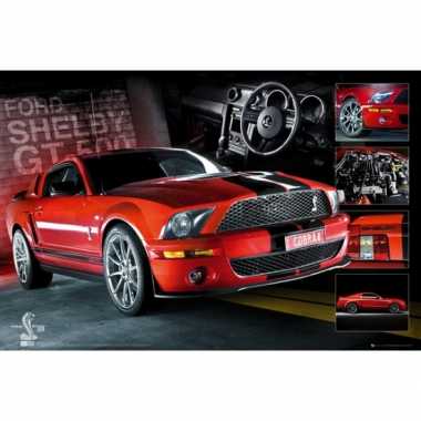 Poster rode ford mustang 61 x 91,5 cm