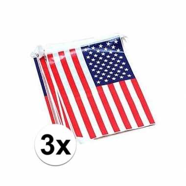 Rechthoekige amerika vlaggenlijnen 3 stuks
