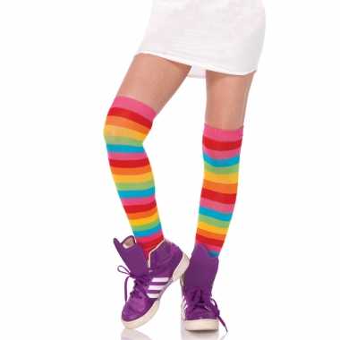 Regenboog verkleed kniekousen voor dames onze size