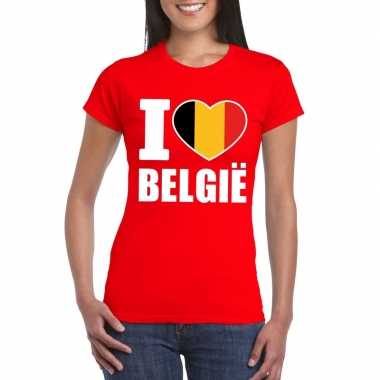 Rood i love belgie shirt dames