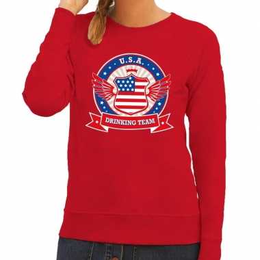 Rood usa drinking team sweater dames