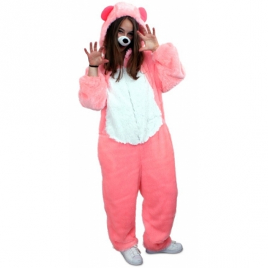 Roze beren overall voor volwassenen