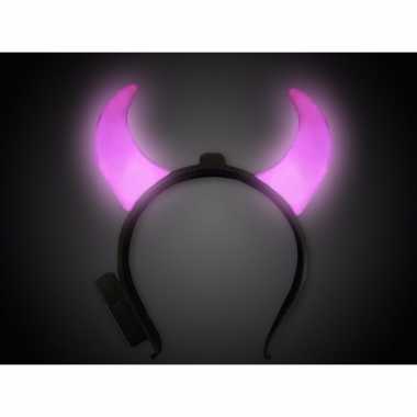 Roze duivelshoorntjes diadeem met licht