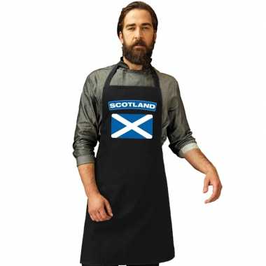 Schotland vlag barbecueschort/ keukenschort zwart volwassenen
