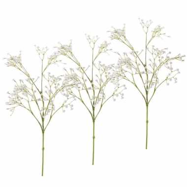 Set van 7x stuks kunstbloemen gipskruid takken wit 65 cm