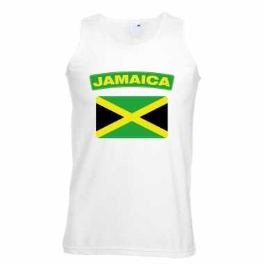 Singlet shirt/ tanktop jamaicaanse vlag wit heren