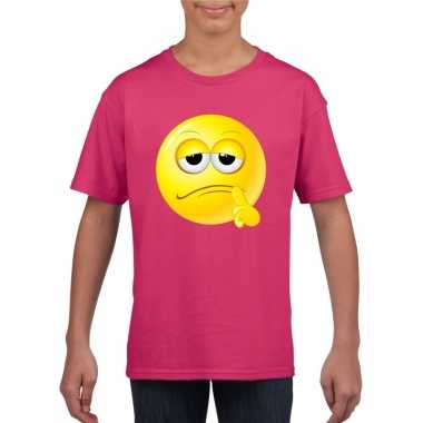 Smiley t-shirt bedenkelijk roze kinderen