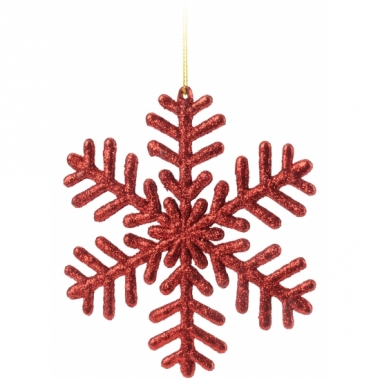 Sneeuwvlok decoratie rood 14,5 cm type 1