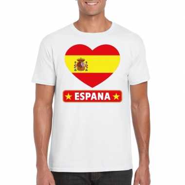 Spanje hart vlag t-shirt wit heren