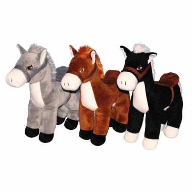 Speelgoed knuffels bruin paard 33 cm