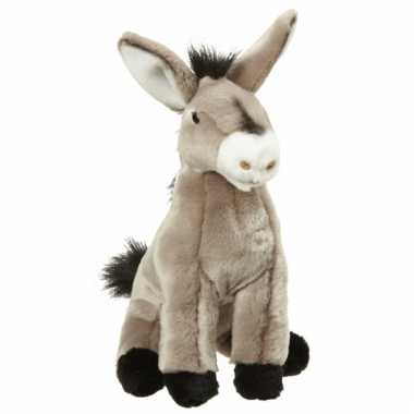 Speelgoed knuffels grijze ezel 26 cm
