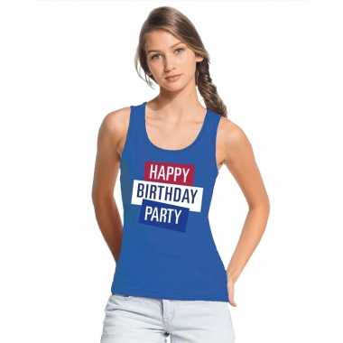 Toppers - blauw toppers happy birthday party mouwloos shirt dames