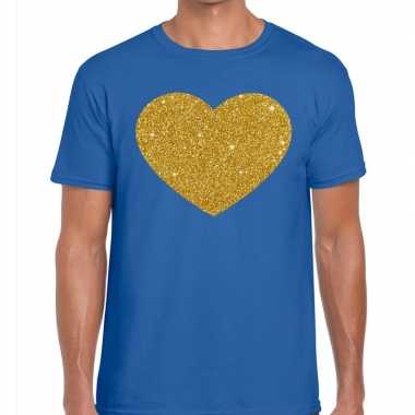 Toppers - gouden hart glitter fun t t-shirt blauw heren