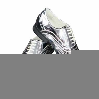 Toppers - zilveren glimmende brogues/disco schoenen voor heren