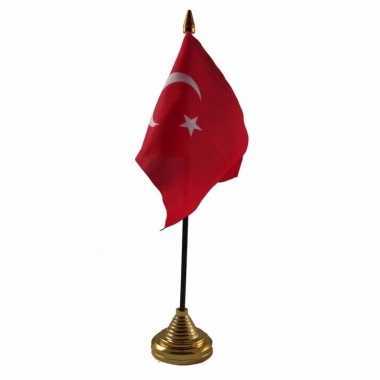 Turkije tafelvlaggetje 10 x 15 cm met standaard trend