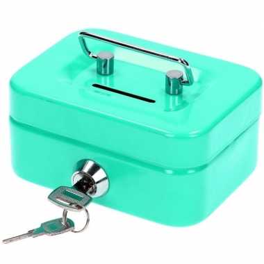 Turquoise geldkoffertje 12 x 9 cm