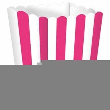 Uitdeelbakjes roze/wit 5 stuks